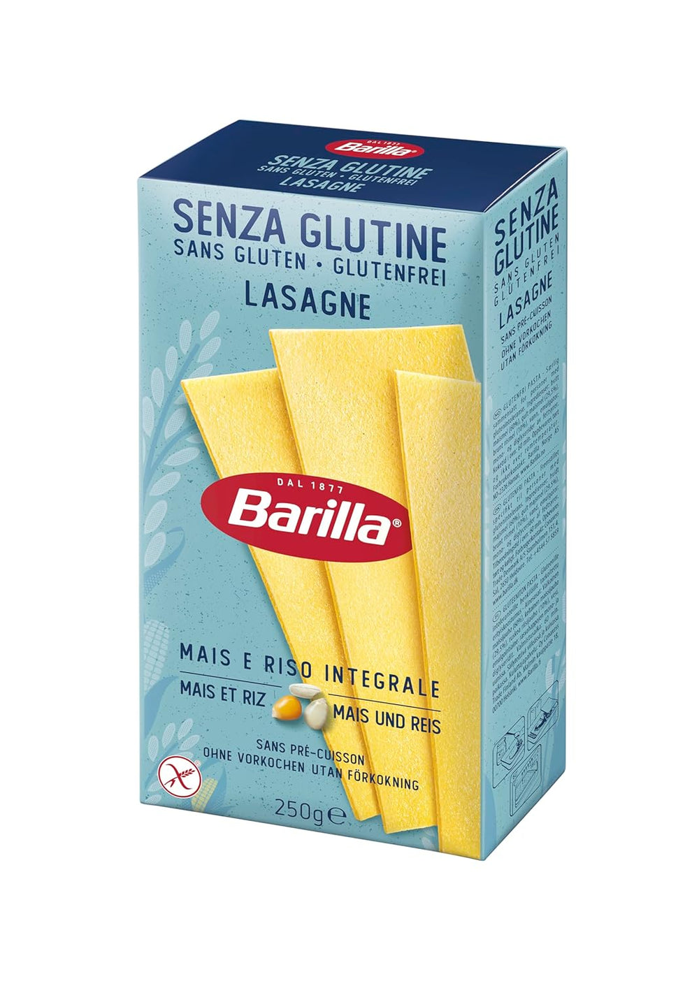 Barilla Pasta Lasagne Senza Glutine, preparate con deliziosi mais e riso, perfette per chi soffre di celiachia o intolleranza al glutine, confezione da 10 (10 x 250g)