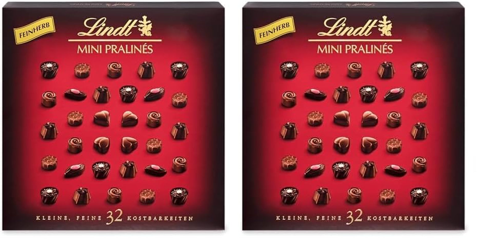 Lindt, scatola di cioccolatini con 18 praline ciascuna in 6 assortimenti, 90 grammi Naty Shop Cioccolatini 2 x 163 grammi Cioccolato fondente con vari ripieni