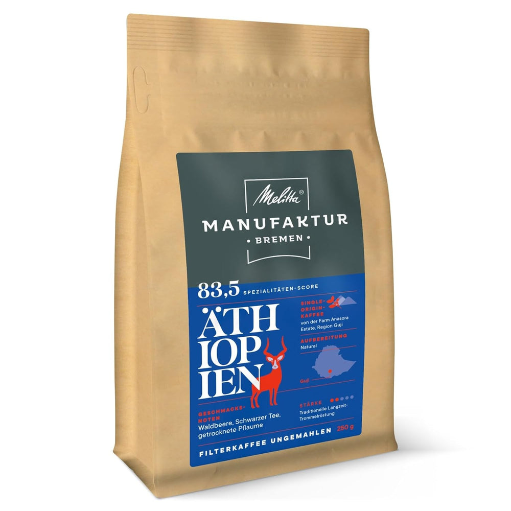 Melitta Manufaktur-Kaffee Guatemala Miele, Caffè Speciale, 250G, Caffè in grani interi, Non macinato, Caffè monorigine, Tostato delicato, Tostato in Germania, Caffè di forza 3 Naty Shop 250 grammi Chicco intero Etiopia
