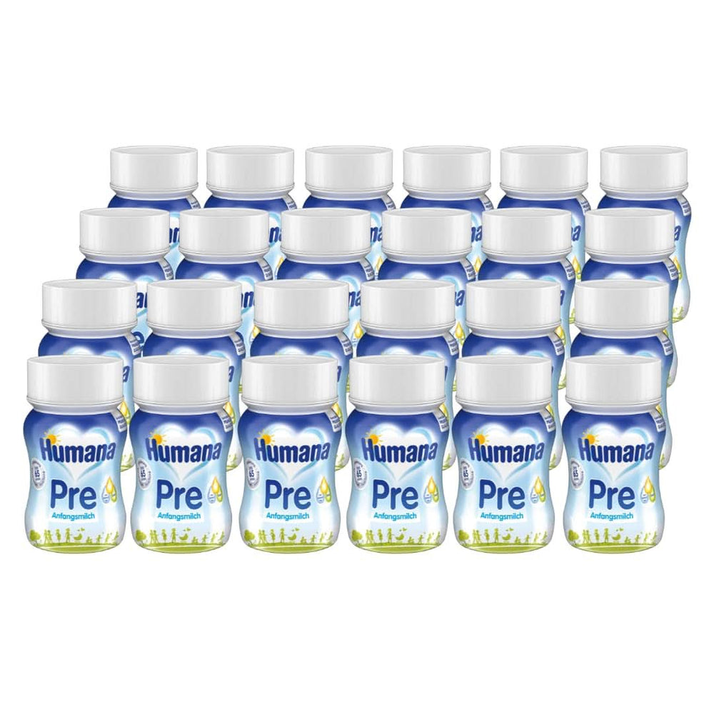 Humana Initial Milk Pronto da bere, dalla nascita, Latte pronto da bere per lattanti, In aggiunta al latte materno o come unico prealimento, Alimenti per bambini con DHA e solo lattosio, 24 x 90 ml Naty Shop