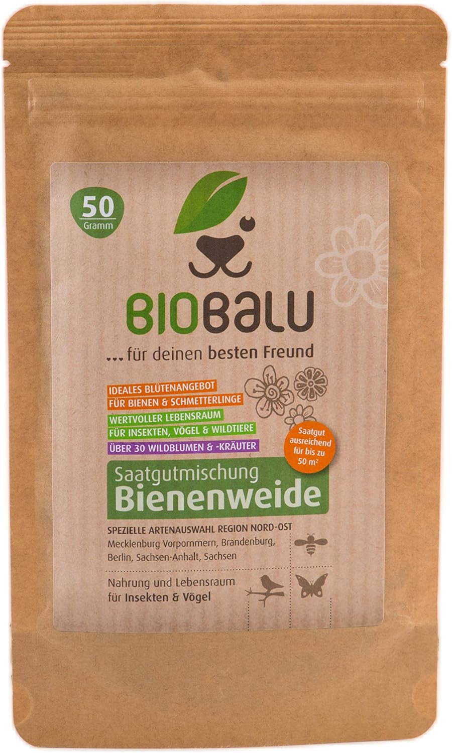 Semi di api - fiori di campo, perenni e resistenti all'inverno, semi - oltre 40 fiori autoctoni ed erbe selvatiche, selezione speciale di specie per la Germania meridionale, 50 g