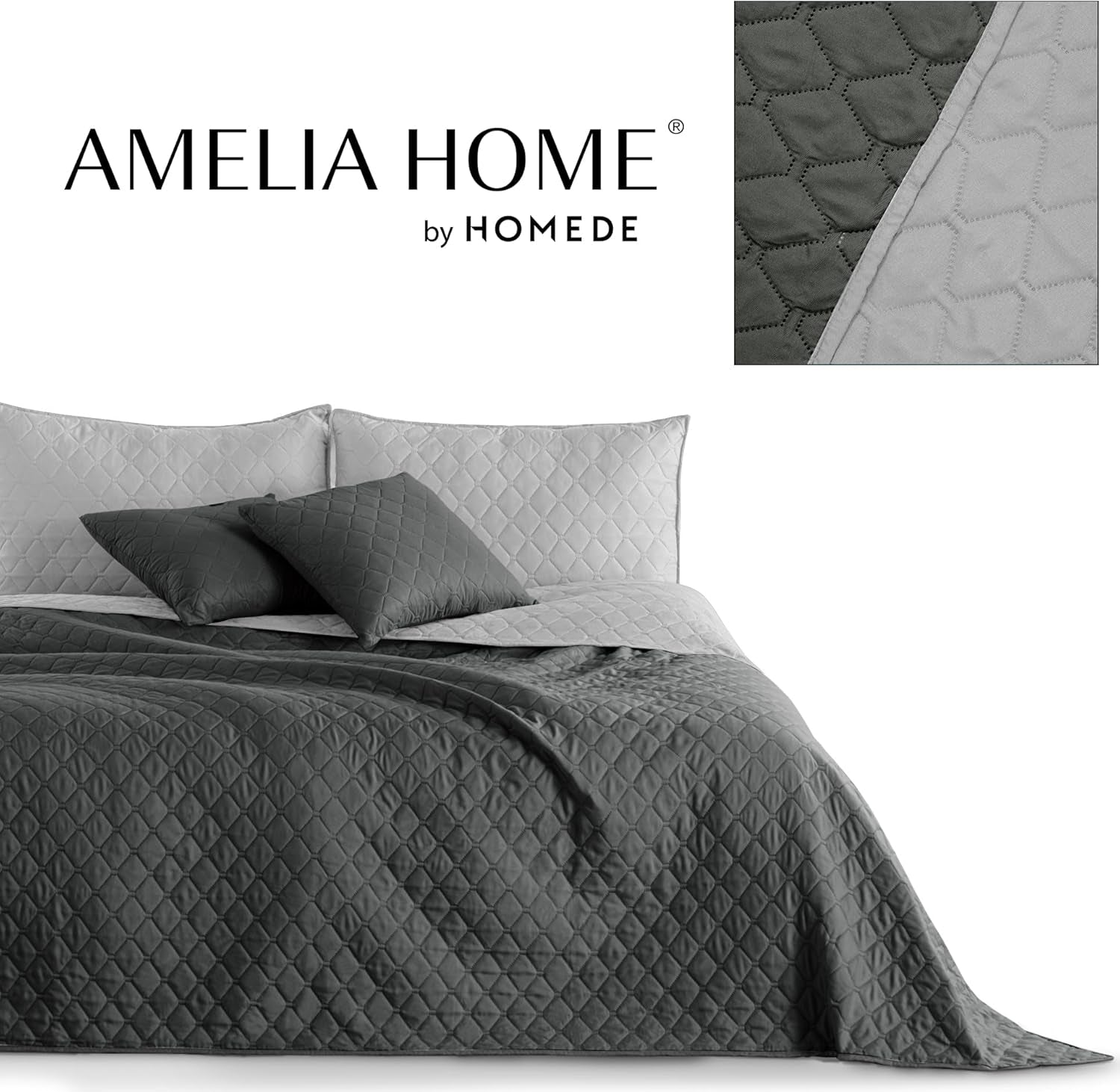 Decoking Copriletto 200 X 220 Cm Grafite Antracite Grigio Argento Copriletto double face di facile manutenzione Axel Beds and Blankets Besuche den DecoKing-Store