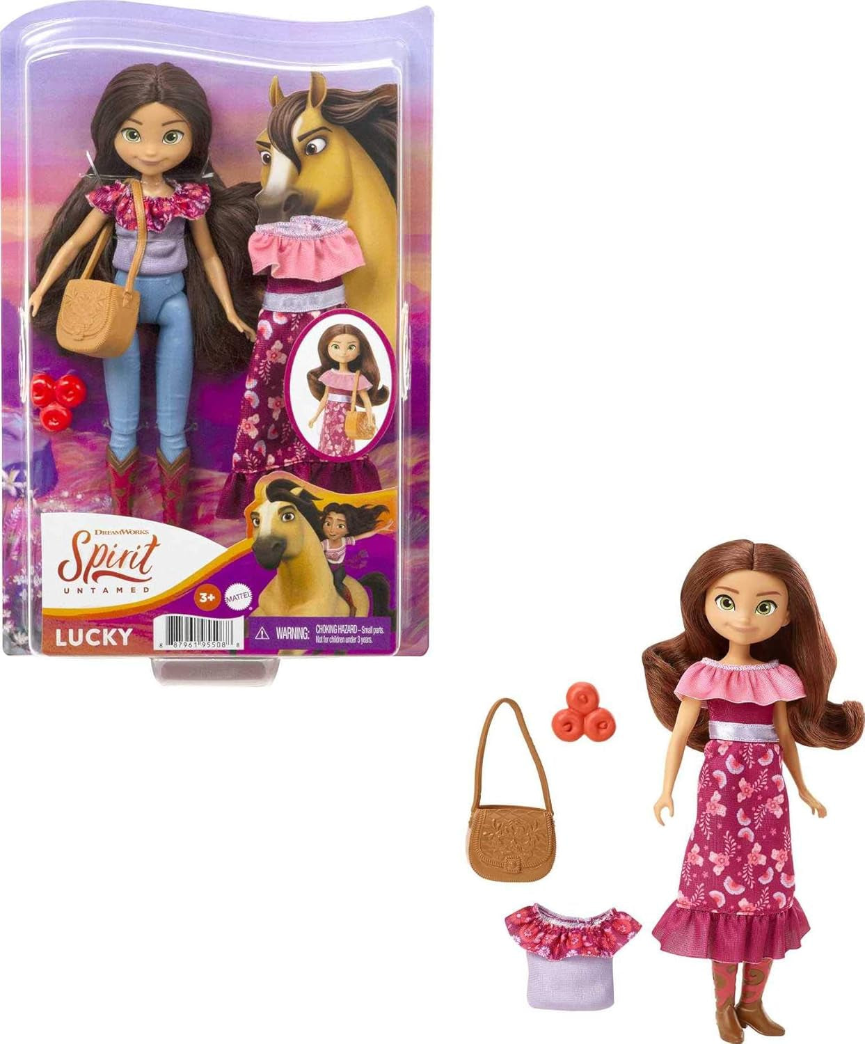 Dreamworks Spirit GXF19 - "Spirit - frei und ungezähmt" Fashionspaß Abigail Puppe (18cm), 2 modische Outfits und Zubehör, 7 bewegliche Gelenke, tolles Geschenk für Kinder ab 3 Jahren