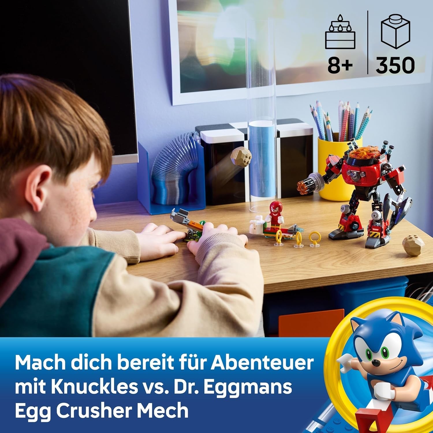LEGO Sonic the Hedgehog Knuckles vs. Dr. Eggmans Egg Crusher Mech - Kreatives Spielzeug mit 2 Minifiguren, Ringe & Chaos Emeralds - Gamer Geschenk Jungen & Mädchen ab 8 Jahren - 77005