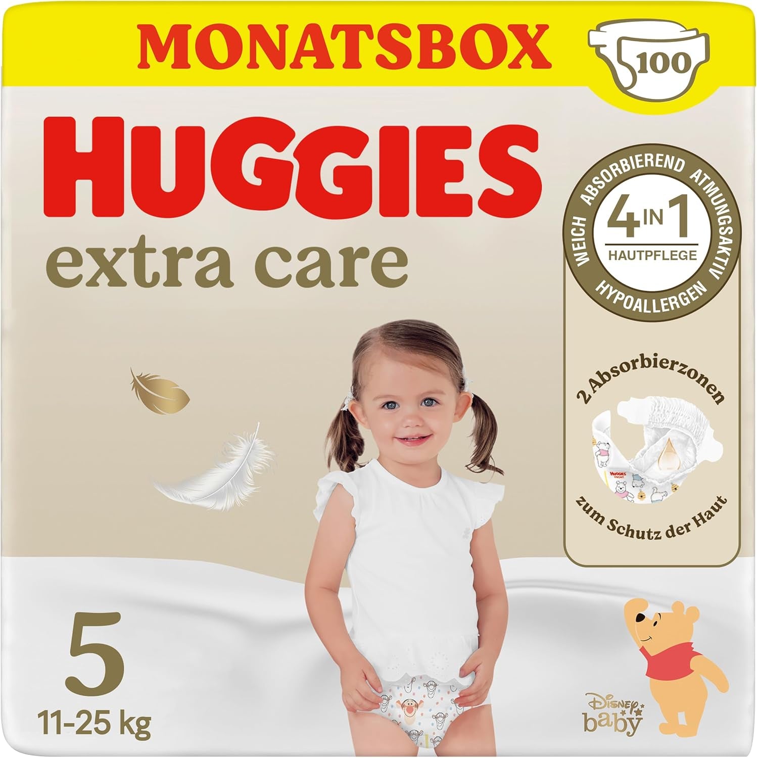 Pannolini per bambini Huggies Extra Care Disney, taglia 4, 120 pannolini (2x60), scatola mensile