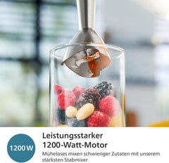 Philips Stabmixer serie 5000 - 1200W Leistung. Tecnologia Promix. Led Geschwindigkeitsanzeiger. Stufenlose Geschwindigkeitseinstellung. Design compatto. Leicht Zu Reinigen. Schwarz (HR2681/00) Cucina Naty Shop