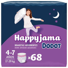 Pannolini per bambine Happyjama, 4-7 anni (17-29 kg), 68 pezzi, pannolini con protezione antiappannamento durante la notte Mamma e Bambino Naty Shop