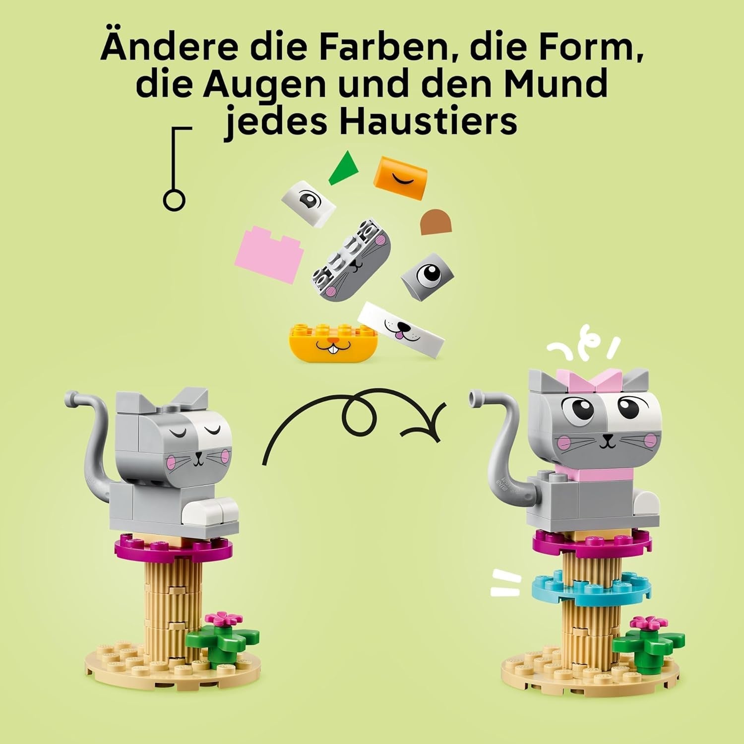 Animali creativi LEGO Classic, scatola con mattoncini colorati, costruisci figurine di animali in mattoncini come cane, gatto, coniglio, criceto e uccello, giocattolo da costruzione per ragazzi e ragazze a partire da 5 anni 11034 Set da costruzione Besuche den LEGO-Store