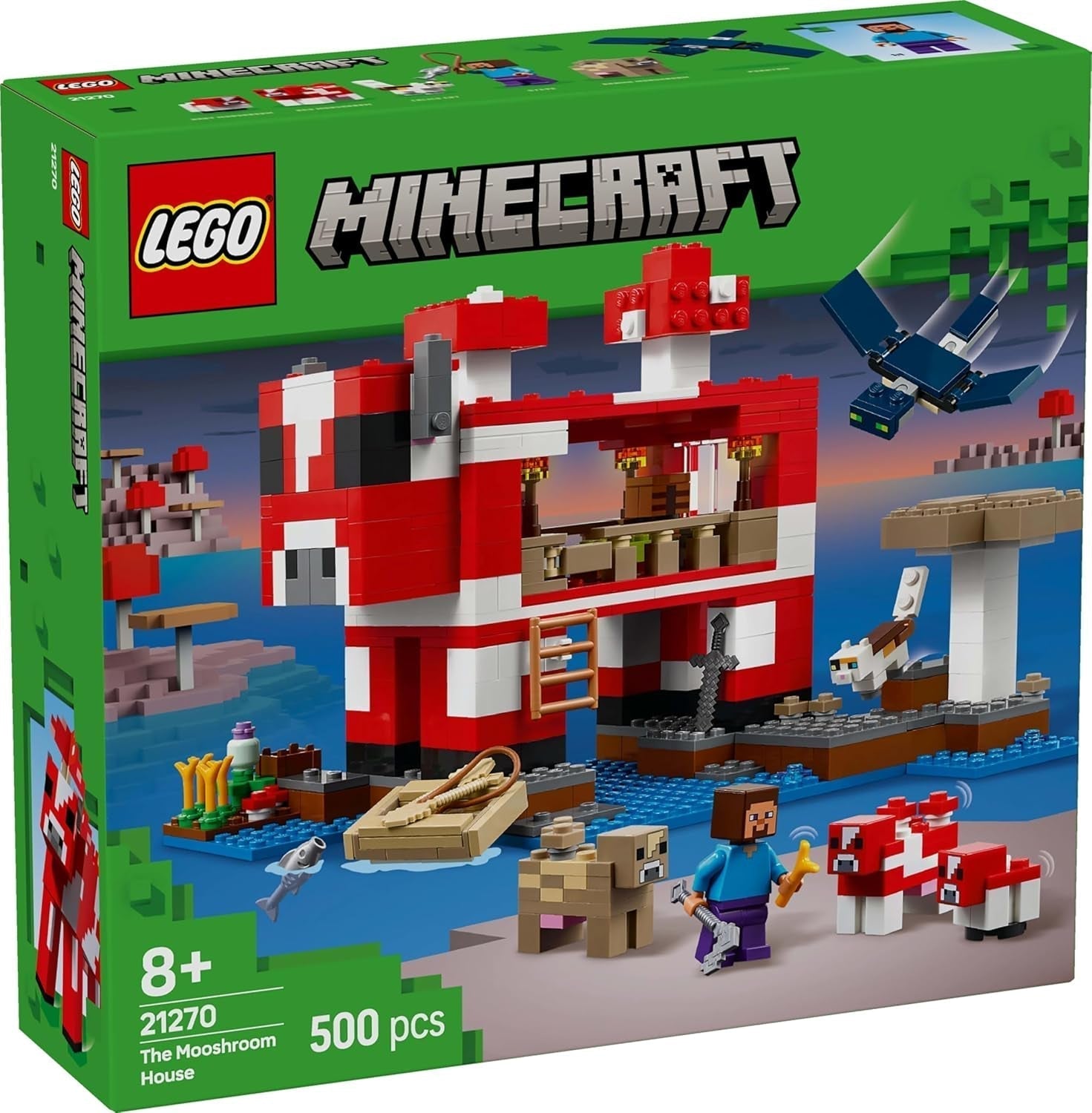 LEGO Minecraft The Mushroom Cow House, jucărie de construit pentru jocul video, model în țara ciupercilor cu minifigurine, Steve și alte personaje, set de joacă pentru băieți și fete de la 8 ani 21270 Seturi de constructie Besuche den LEGO-Store
