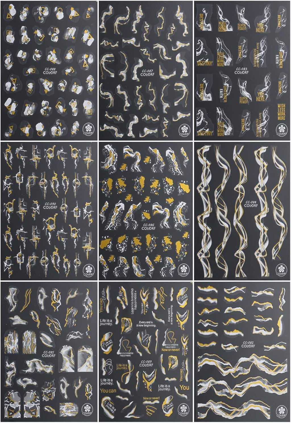 9 Blatt Nagelsticker Französischer Spitzenmarmor Nagelaufkleber Selbstklebend Weißes Gold Nail Art Sticker Dekoration Nageldesign Zubehör