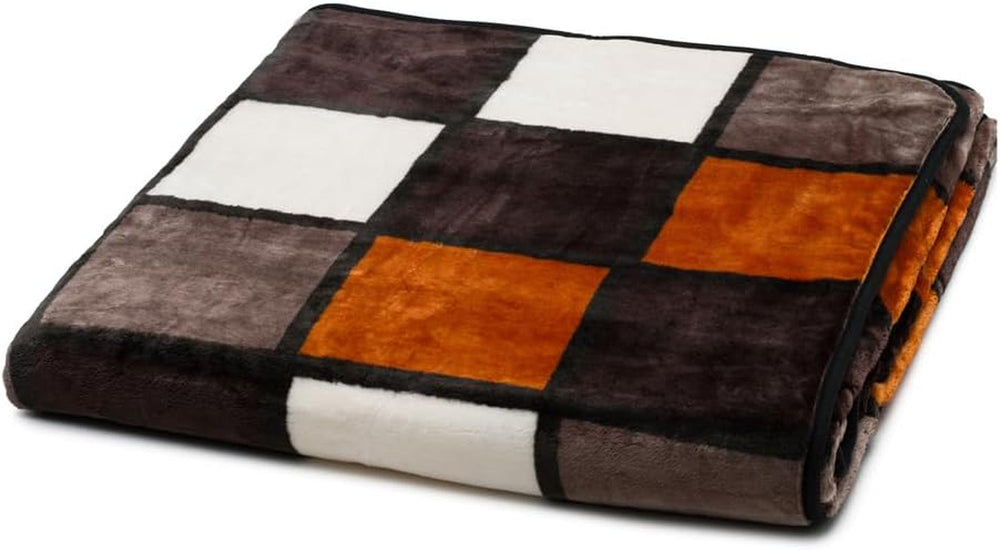 Gözze - Coperta morbida e confortevole, sensazione cashmere, peso tessuto pesante 500 G/M², Antigua, 150 X 200 Cm - Senape/Nero/Bianco Letti e coperte Besuche den Gözze-Store Cannella/Nero/Bianco