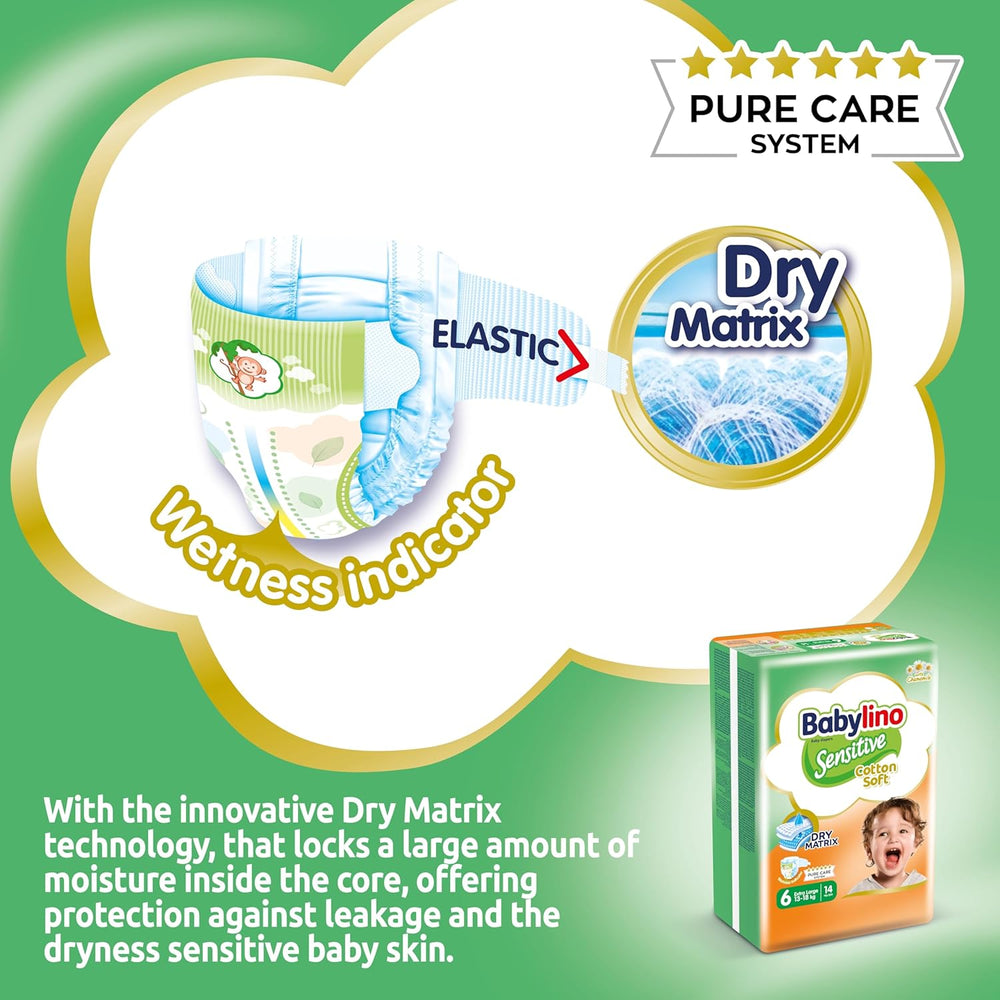 Pannolini per bambini sensibili, taglia 6, extra large (13-18 kg), 114 pannolini