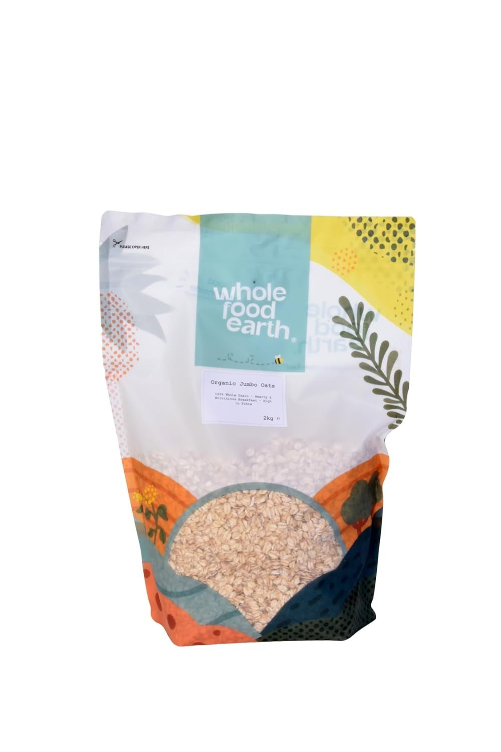 Farina d'avena Jumbo biologica Wholefood Earth, senza glutine – 3 kg | Non OGM | Vegano | Ricco di fibre | Certificato biologico