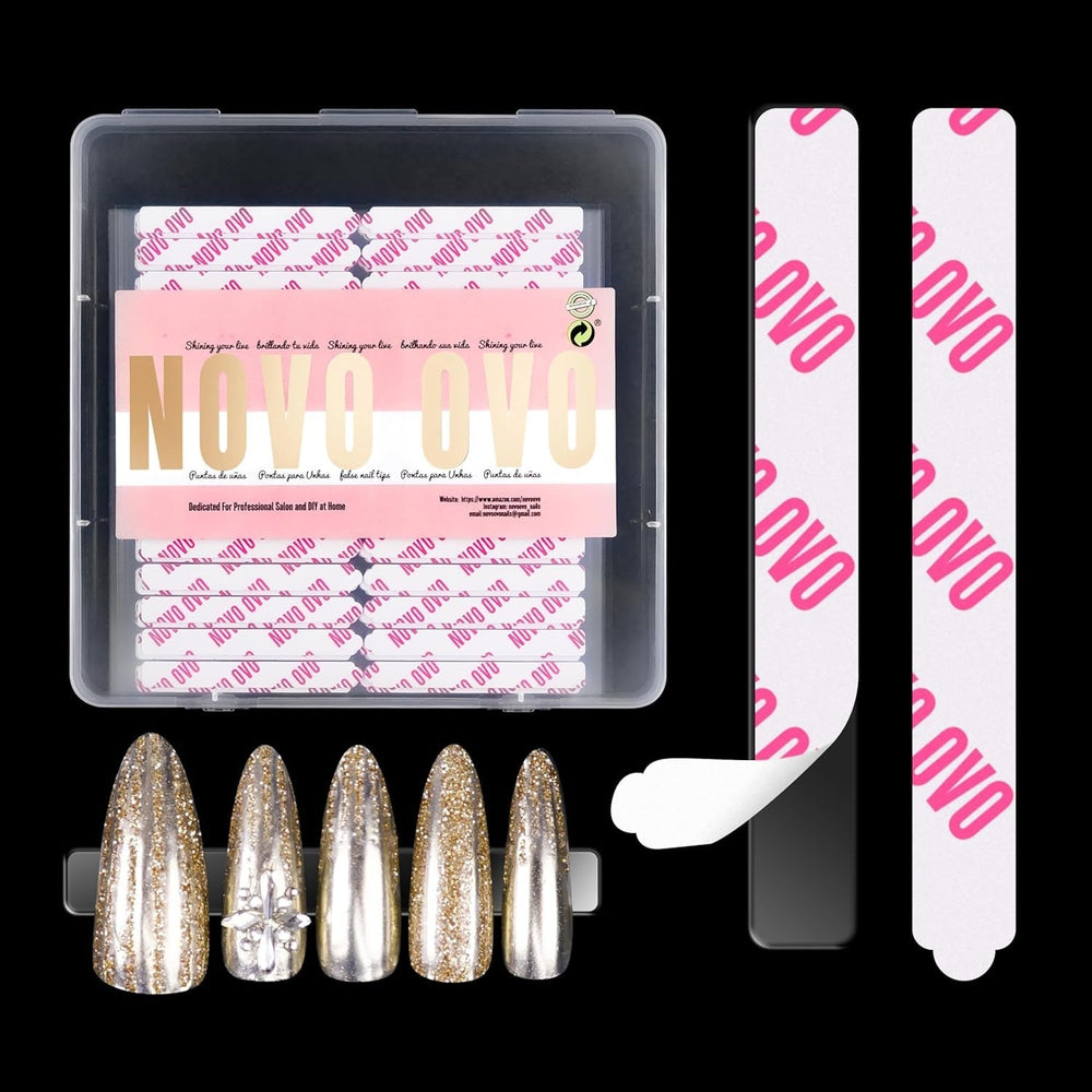 NOVO OVO 360 bucăți tablă adezivă ușor de rupt pentru afișaje de unghii prin presare, transparente, față-verso pentru atașare pentru nail art/ambalare/depozitare/practică/accesorii, 30 bucăți x 12 foi