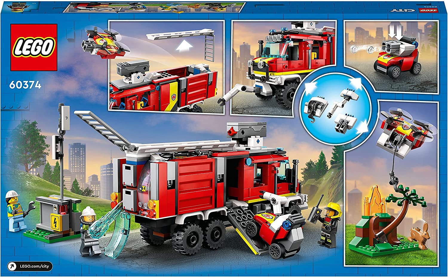 LEGO City 60374 Veicolo di comando dei vigili del fuoco Moderno camion dei pompieri giocattolo con droni antincendio Figure per bambini Set da costruzione Besuche den LEGO-Store