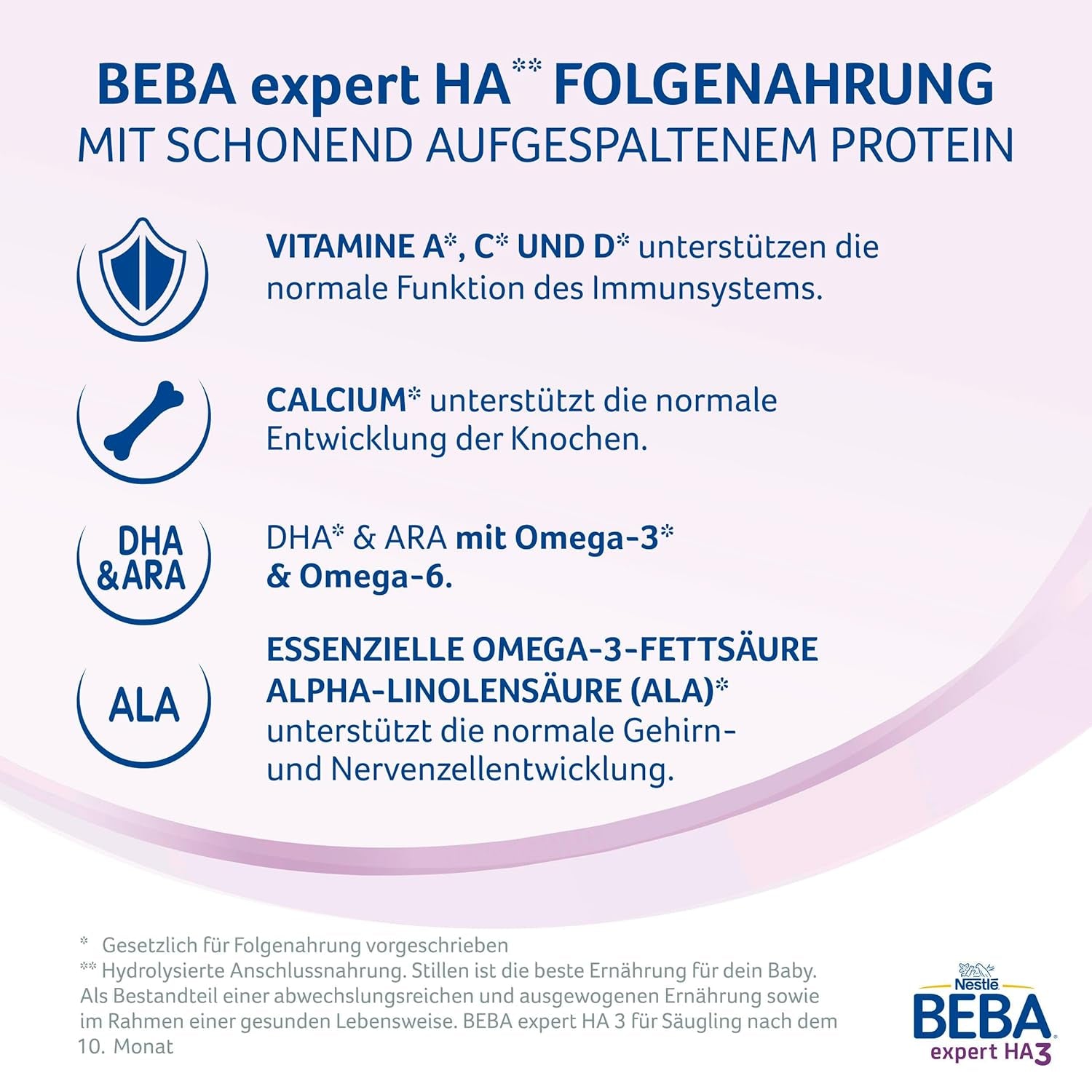 BEBA expert HA 3 Formula di continuazione idrolizzata, da 10 mesi, 1 confezione (1 x 550 g)