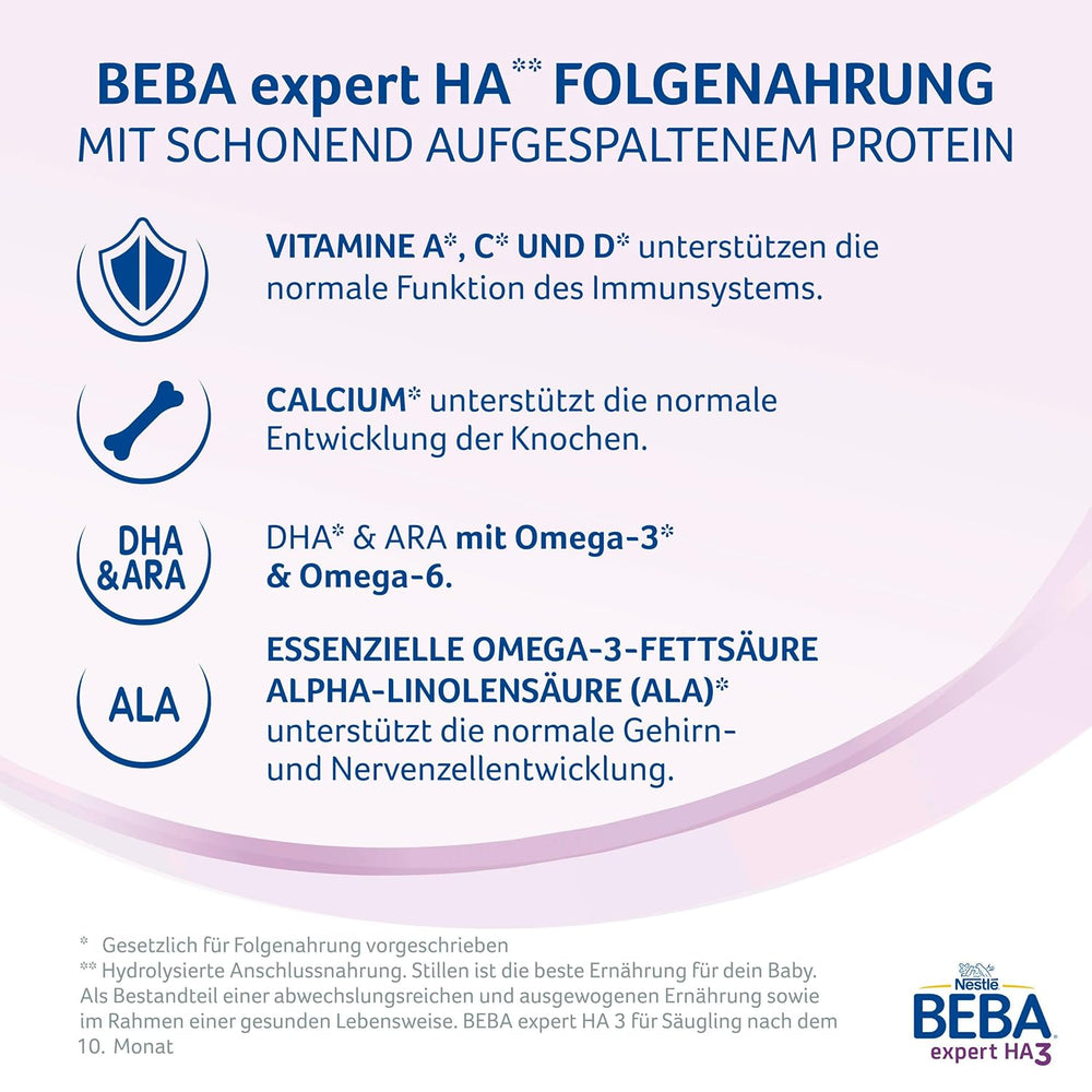 BEBA expert HA 3 Formula di continuazione idrolizzata, da 10 mesi, 1 confezione (1 x 550 g)