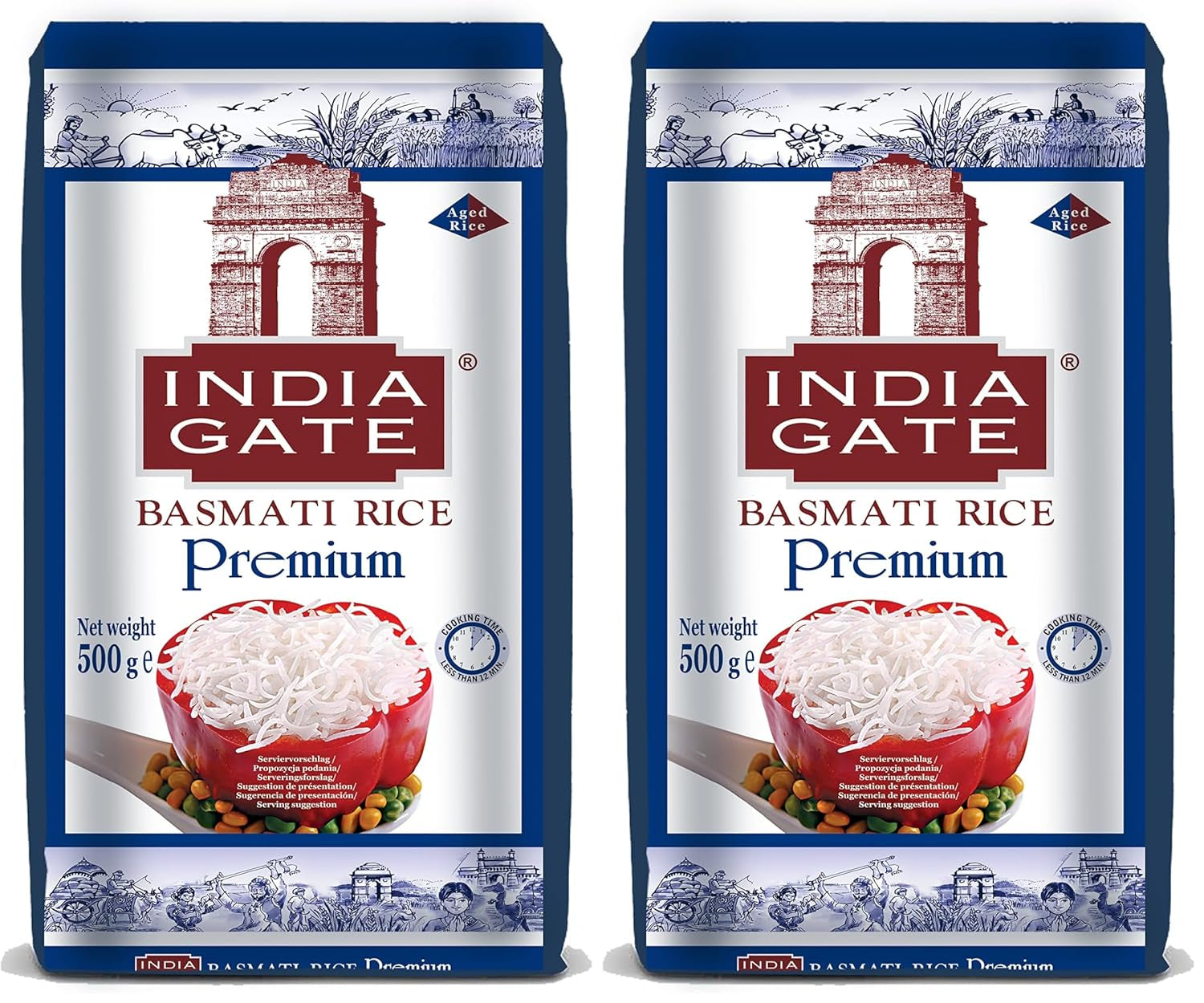 Riso Basmati Premium INDIA GATE – Riso aromatico a grana lunga fine proveniente dall'India, a grana lunga fine (1 x 500 g)