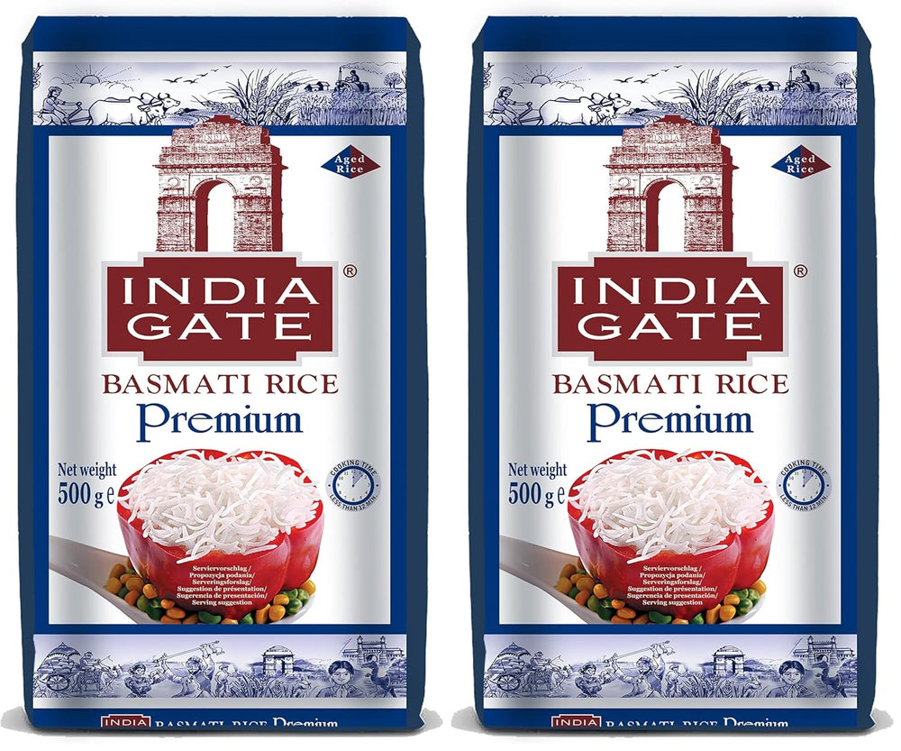 Riso Basmati Premium INDIA GATE – Riso aromatico a grana lunga fine proveniente dall'India, a grana lunga fine (1 x 500 g)