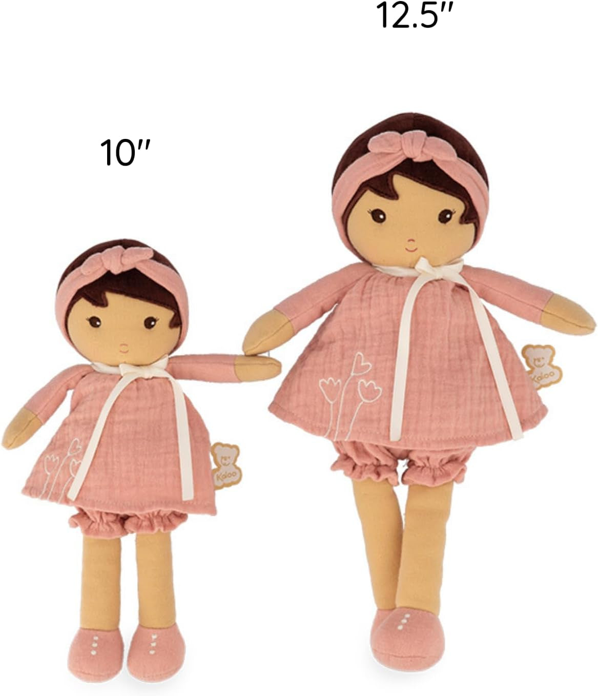 KALOO - Tendresse – Meine 1. Puppe aus Amandin-Stoff – Stoffpuppe 25 cm – Rosa aus Chiffon – Matte Haut – schöne Geschenkbox und Band personalisierbar – ab der Geburt K200004