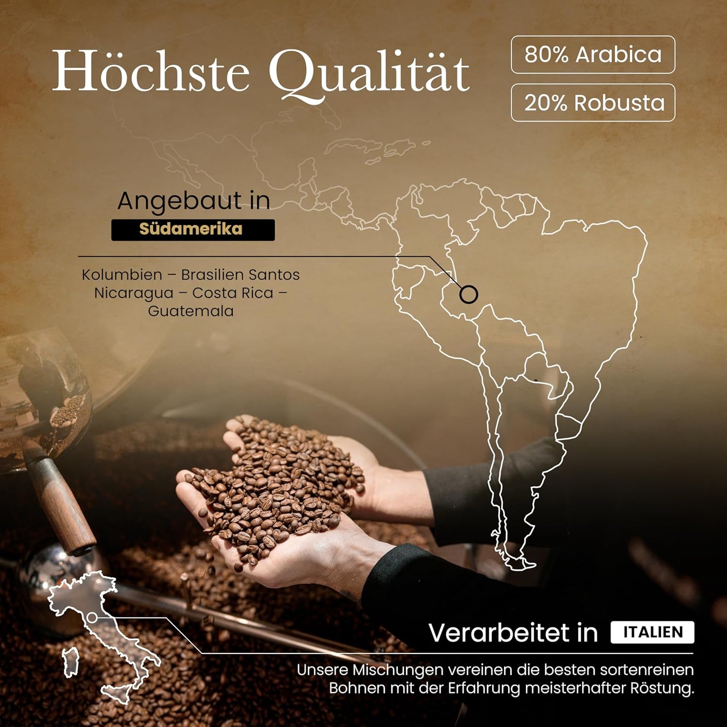 Kaffeebohnen 1kg – Ganze Kaffeebohnen Arabica Robusta – Coffee Beans mit Frucht- und Blütenaromen – Weich und Ausgewogen – Für Espresso Moka Vollautomat – CAFFÈ PONTEVECCHIO FIRENZE