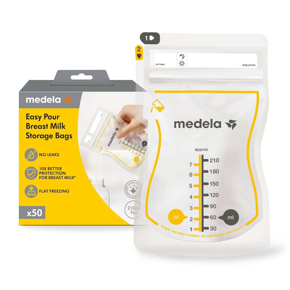 Medela Easy Pour Muttermilchbeutel Zum Einfachen Ausgießen, 100 Stück, 210 Ml, Auslaufsichere Einweg-Muttermilchbeutel Mit Überlaufschutz, Stillhelfer Accessori Alimentazione e Allattamento Baby Naty Shop 50