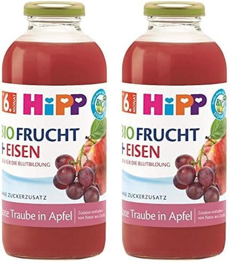 Hipp Bevande biologiche con succo di frutta +, multifruit con vitamina C, confezione da 6 (6 x 0,5 L) Madre e bambino Naty Shop 2 x 500 ml Frutti rossi