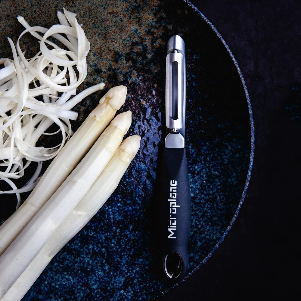 Naty Shop Pelapatate ambidestro professionale a doppia lama in acciaio inox Microplane