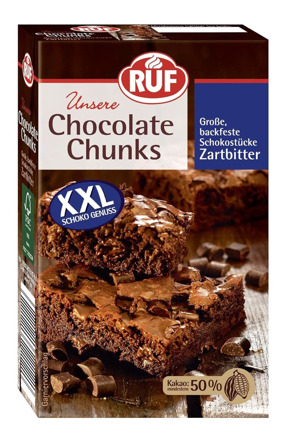 RUF, gocce XXL di cioccolato fondente da forno, vegano, senza glutine, 100 grammi Glasse e Decori Naty Shop Cioccolato Fondente