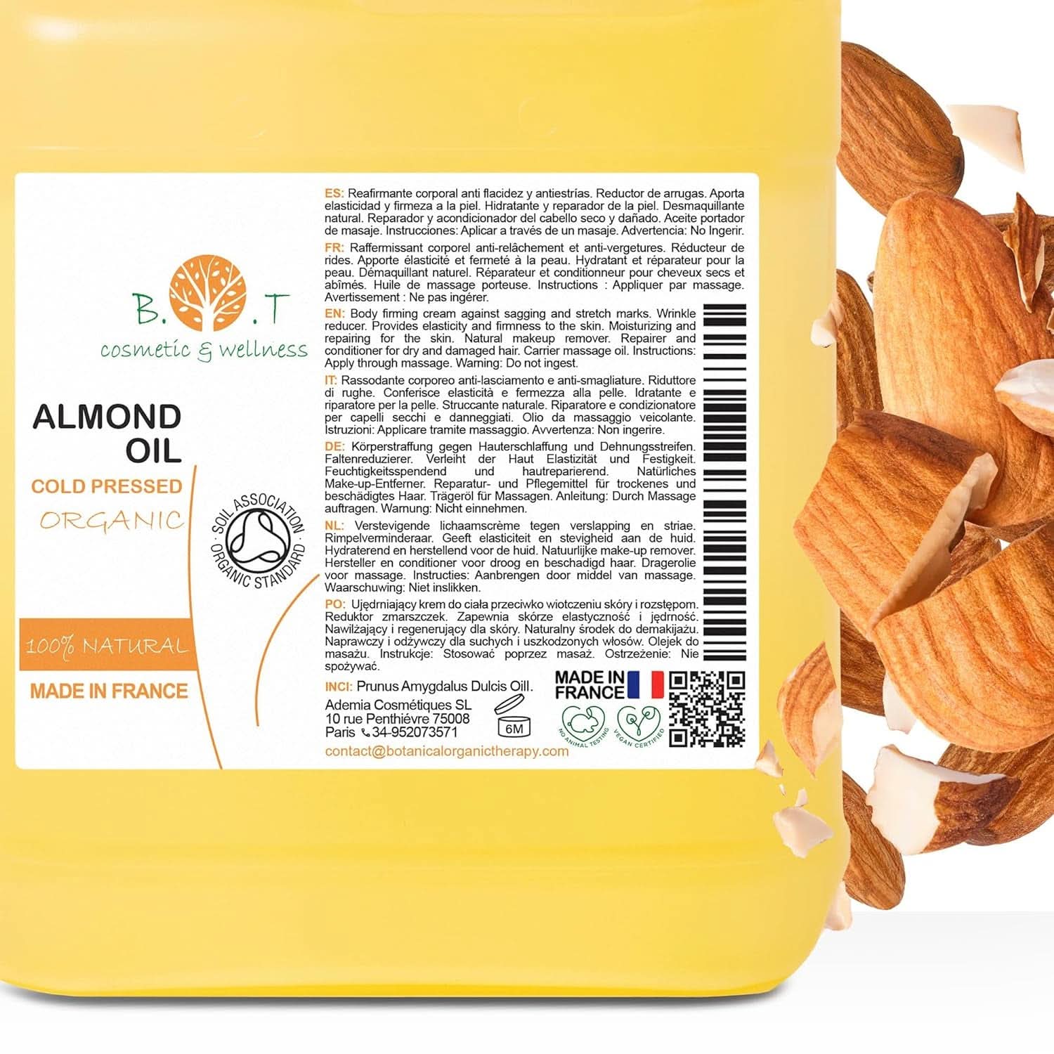 Ulei de migdale BIO pur, presat la rece, natural, 250 ml Cosmetice si Infrumusetare Naty Shop