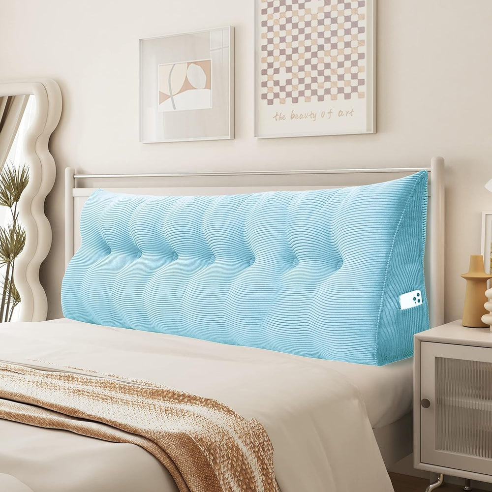 Pernă Johnear cu pană, pernă de citit pentru pat și canapea, pernă pentru spătar, pernă pentru tăblie, pernă lombară triunghiulară mare (gri, 45 cm)