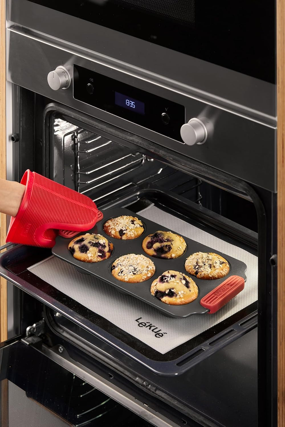 Lékué Muffin-Backform, Antihaftbeschichte, Metall, 6 Mulden Stampi e teglie Naty Shop