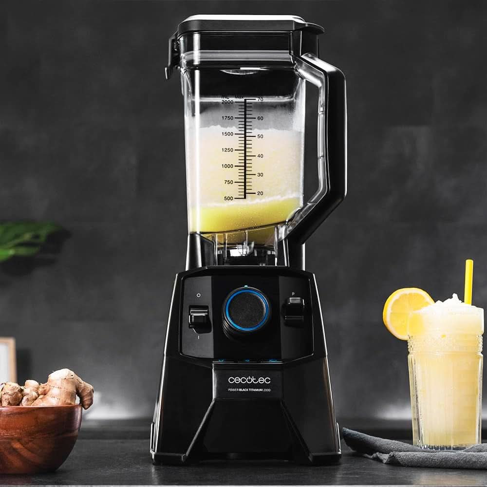Cecotec Standmixer Power Black Titanium 2000 Pro, 2000 W- Leistung, 8 Mix-Klingen, Schwarz Titan-Beschichtung, 3 Program, Quadratischer Krug, Bpa-Frei Mama si Copilul Naty Shop
