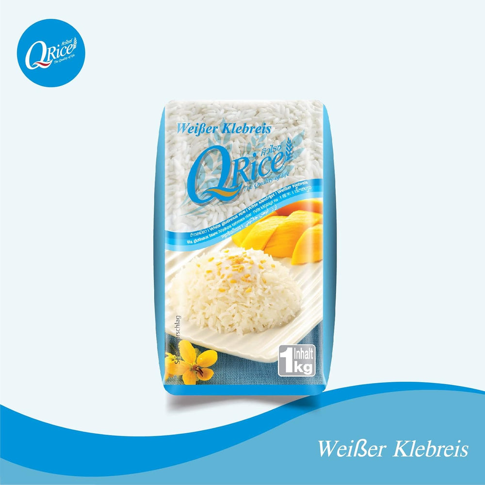 RISO Q | Weißer Klebreis Langkorn aus Thailandia | Aromatisch mit klebriger Textur | Ideale per Curry, Sushi, Mochi o Budino di Riso 1 x 1 kg