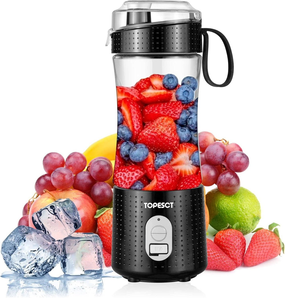 Topesct Tragbarer Mixer, Smoothie Maker to Go– Mobile Standmixer/Elektrischer Mini Saftmixer Sechs Klingenin 3D-Anordnung Für Hervorragendes Mixen, 13Oz USB Wiederaufladbarer Juicer (Nero) Kitchen Naty Shop Nero