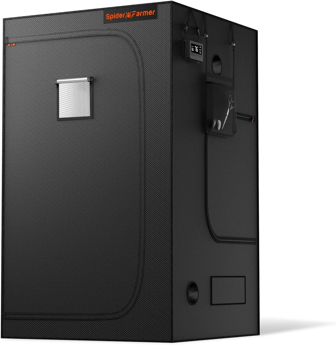 Tenda da coltivazione Spider Farmer Pro 70x140x200 cm con porta scorrevole, finestra di osservazione, pannello pavimento rimovibile, tessuto Mylar 2000D, per coltura idroponica da interni con SF4000, G4500, SE4500