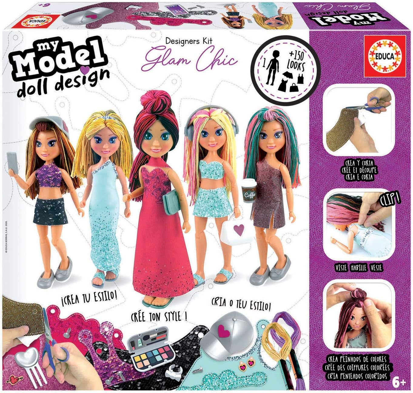 Educa 18368, My Model Doll Design Casual Puppe, DIY, Puppen selber Machen, Bastelset für Kinder ab 6 Jahren