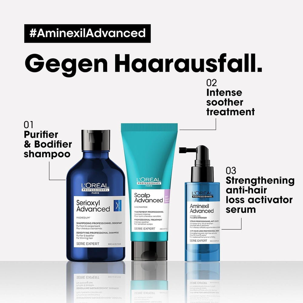 L'Oréal Professionnel Ser întăritor împotriva căderii părului, Pentru un păr mai plin și mai puternic, Aminexil Advanced Anti-Hair Loss Activator Serum, 90 ml Ingrijirea parului Naty Shop