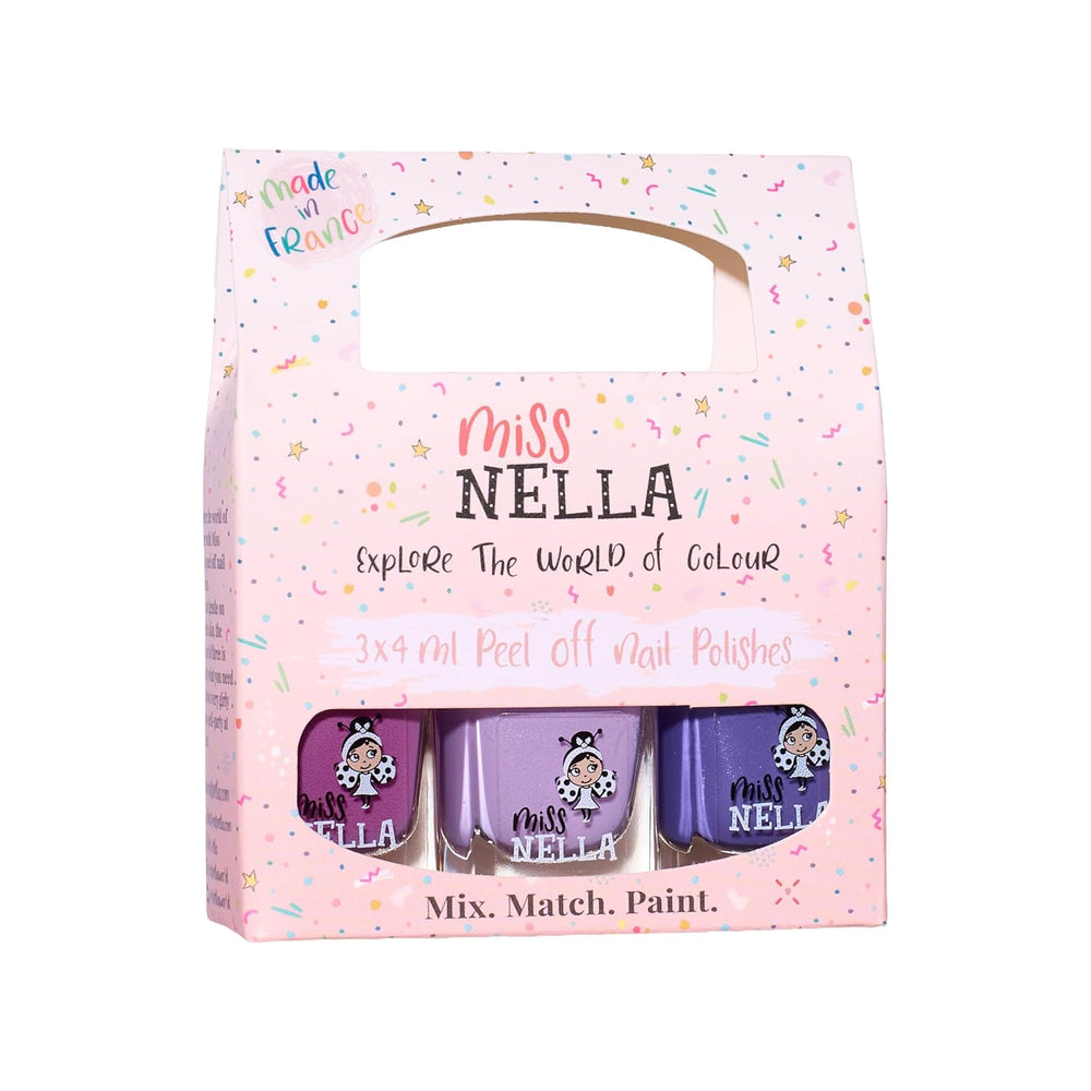 Set di smalti glitterati da 4 pezzi della collezione Miss Nella Magic: rosa, rosso, oro e blu, smalto rimovibile speciale per bambini, non tossico, a base d'acqua, inodore