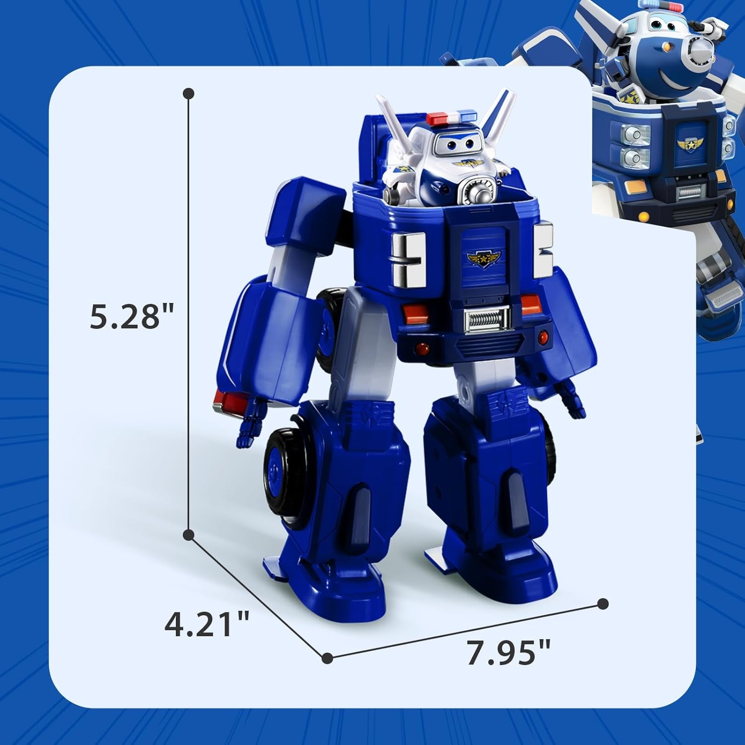 SUPER WINGS - VEICOLO ROBOT CONVERTIBILE "PAUL'S CRUISER" 18 Cm + 1 FIGURA 5 Cm - Macchinina e aereo Transform-A-Bots della serie animata - Giocattoli per bambini dai 3 anni Action figures Naty Shop