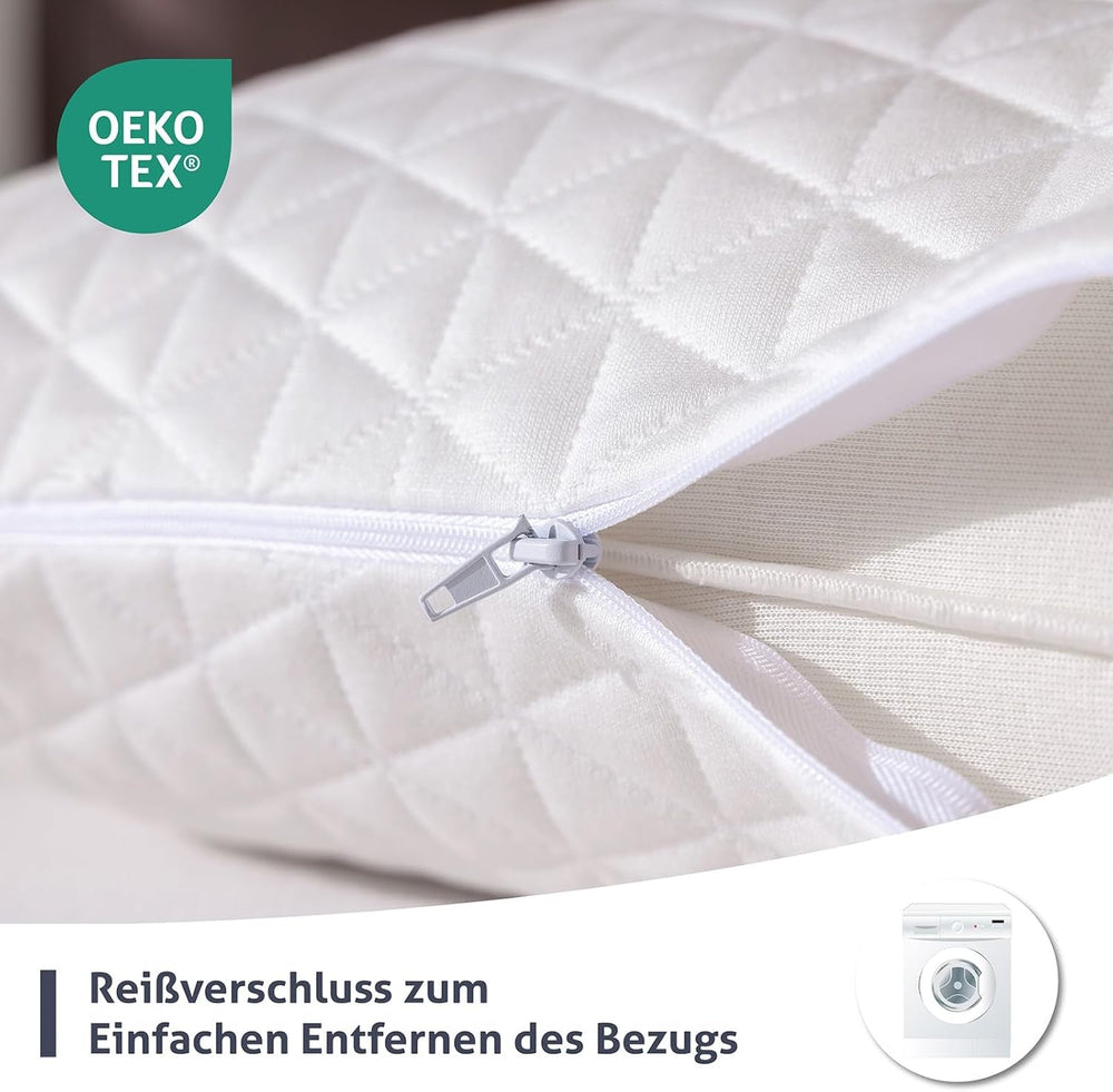 Pernă EGO HOME din spumă cu memorie 40x80 cm cu spumă cu memorie mărunțită - Pernă respirabilă, ergonomică pentru susținerea gâtului, pentru cei care dorm pe o parte, pe spate sau pe burtă - Certificată Oeko-Tex - Husă lavabilă