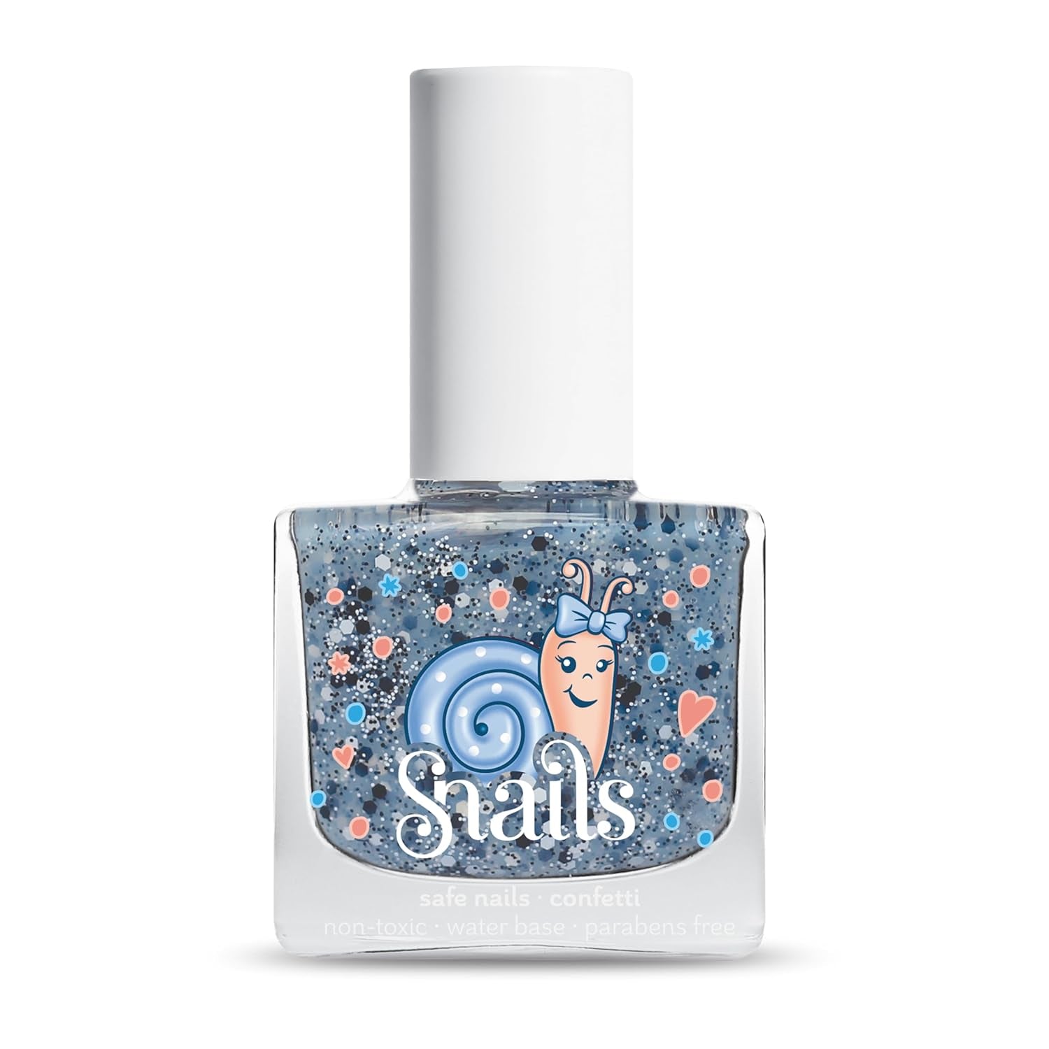 Snails 516202 Top Coat Confetti Blue Smalto per bambini, a base d'acqua, lavabile, sicuro, vegano