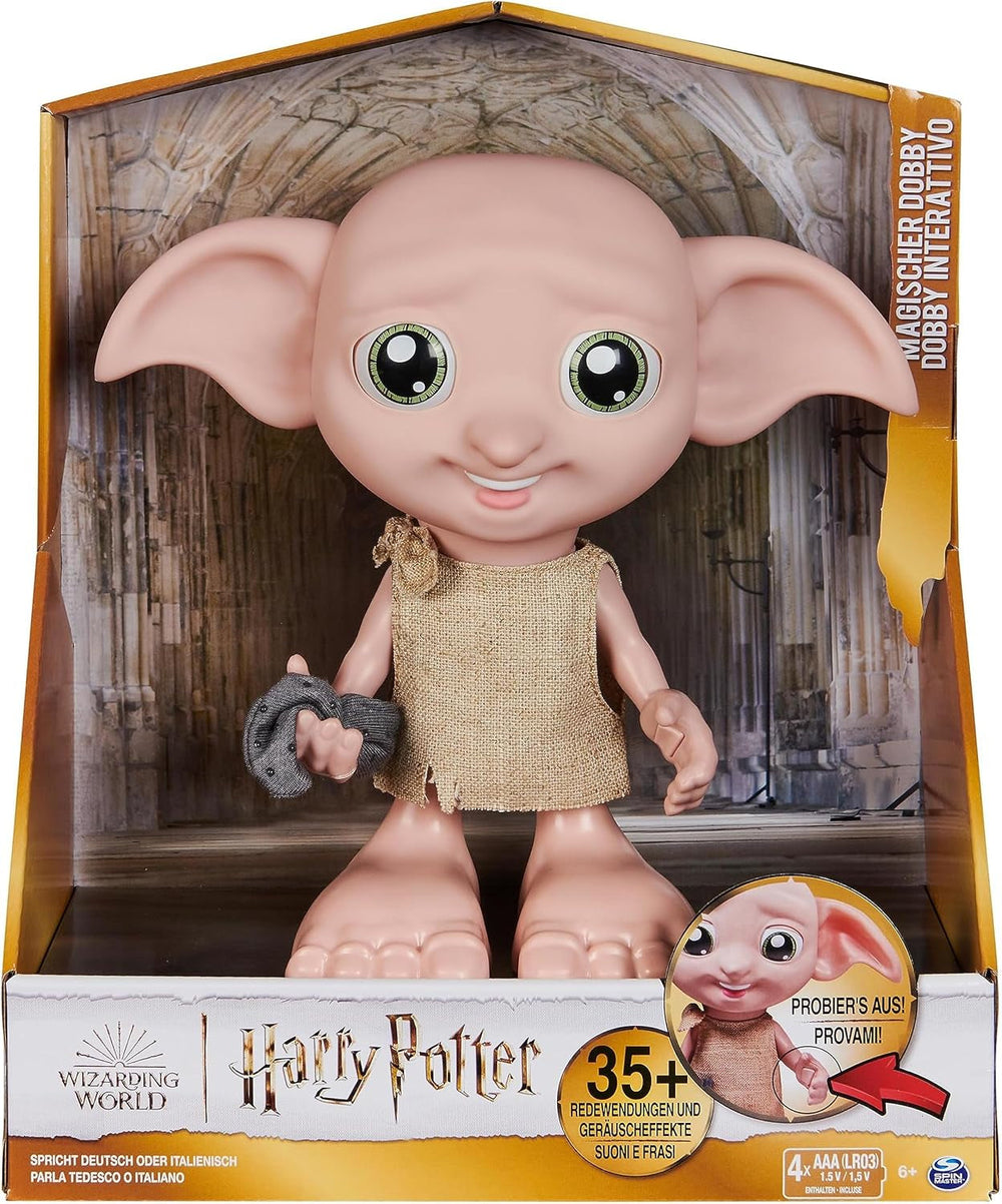 Wizarding World Harry Potter - Bambola interattiva Dobby House Elf con oltre 30 suoni, frasi e movimenti, Tedesco-Italiano, Giocattolo per 6 anni, Fan Article Dolls Naty Shop Titolo predefinito