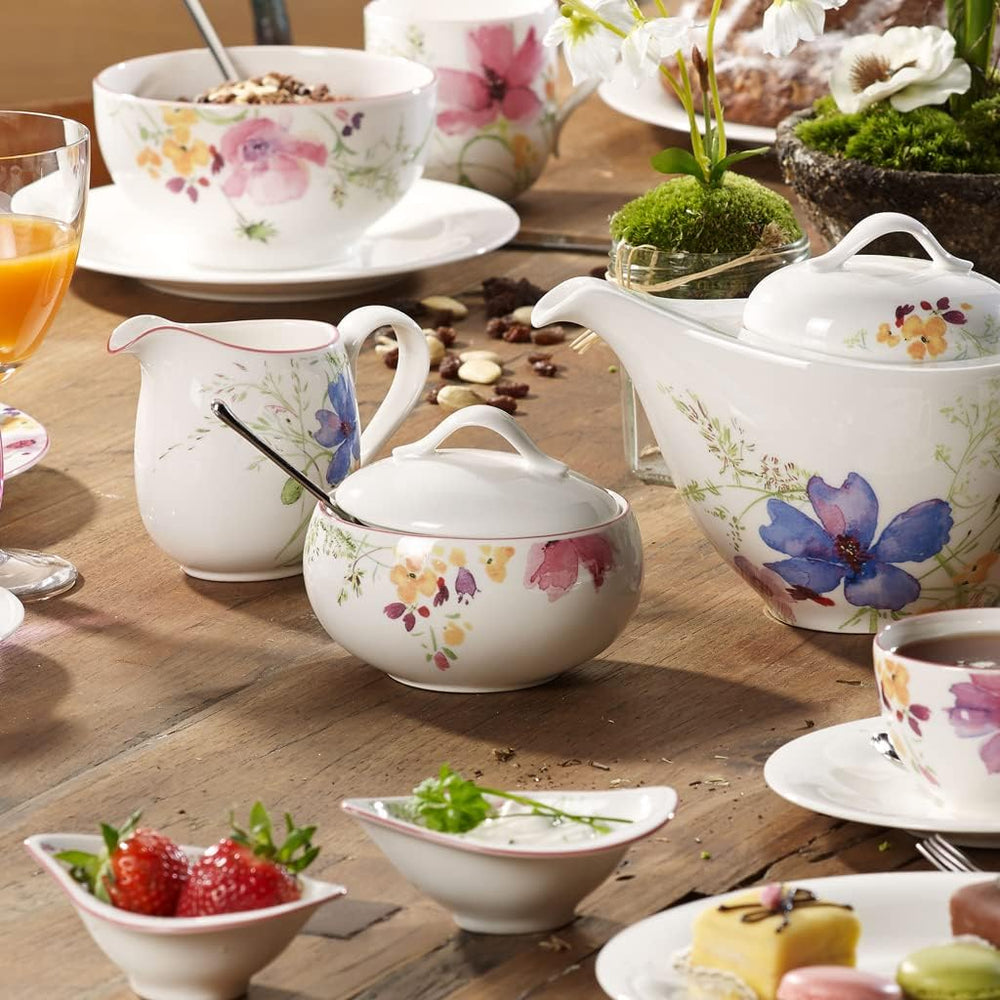 Zahăriță Villeroy & Boch Mariefleur Gris Basic, porțelan premium, alb/multicolor