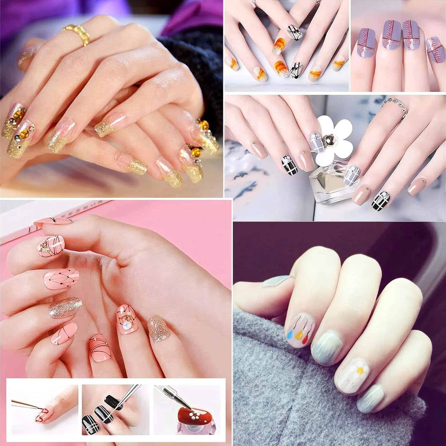 Nagel Art Fineliner Pinsel[5 Stück],Nagel Art Liner Pinsel,Professionel Detail Pinselset,Nagellack Pinsel,Für Nail Art Design Painting Salon,Nageldesign Nagel Fußpflege