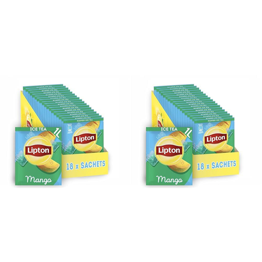 Set de ceai rece Lipton, „Lămâie”, răcoritoare pentru întreaga familie, 18 pliculețe, sub formă de pulbere pentru preparare acasă