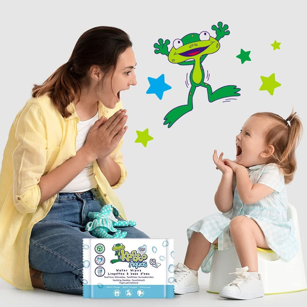 Salviette igieniche multifunzionali Aquas 99% acqua Confezione da 60 salviette umidificate Baby Naty Shop
