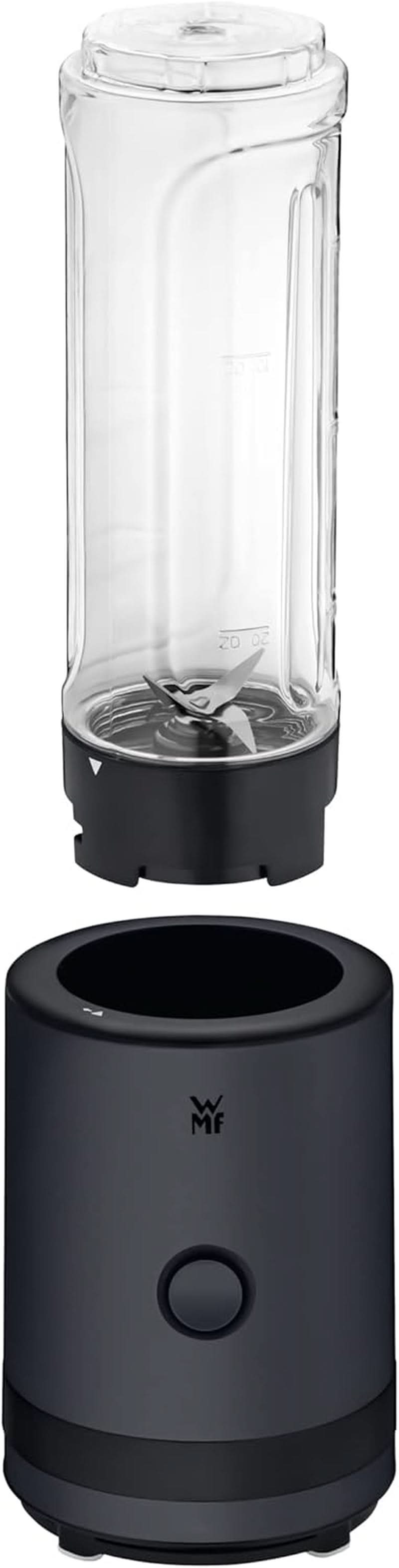 WMF Küchenminis Smoothie-To-Go, Mini Robot da cucina con Zwei Mix-/Trinkbehältern 0,6 L, Mixer Hochleistungsmixer 300 W, Edelstahl Matt, Schwarz Kitchen Naty Shop