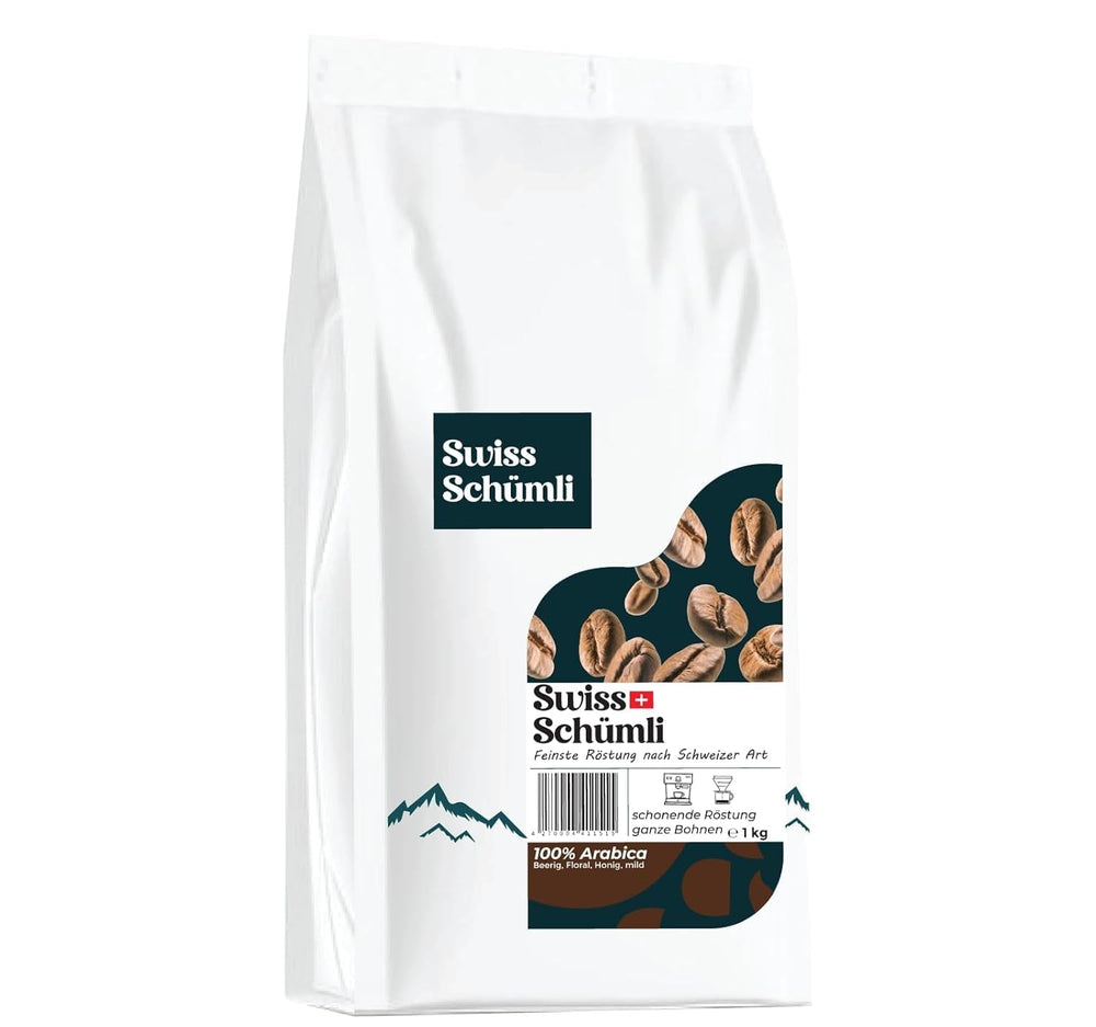Schwiizer Schüümli Swiss Schümli boabe de cafea 1kg, intensitate 2/5, aciditate 1/5 - pentru adevărata plăcere a cafelei Cafea Naty Shop