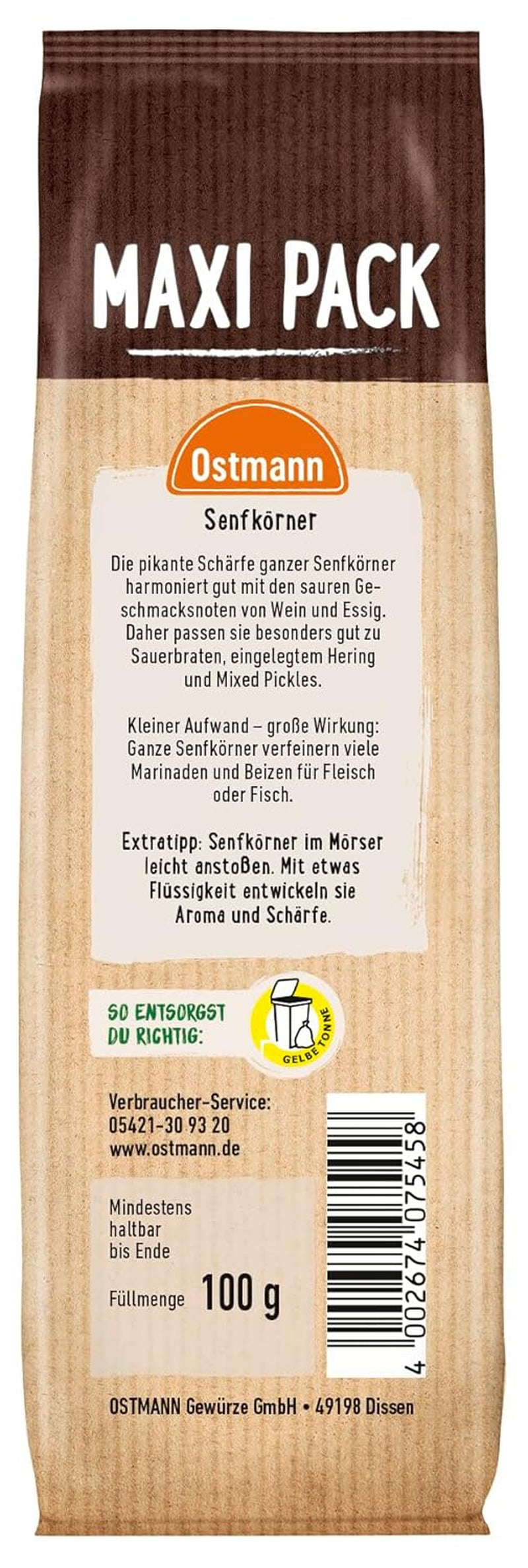Ostmann Gewürze - Senfkörner ganz | Ideale per confezionare frutta e verdura da 100 g in Vorteilsbeutel